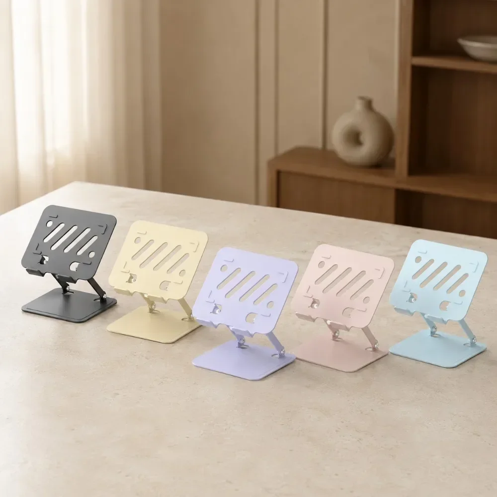 Adjustable Tablet Stand 360 Rotation Metal Foldable Phone Holder Desktop Universal for Live Streaming Desk Home Office