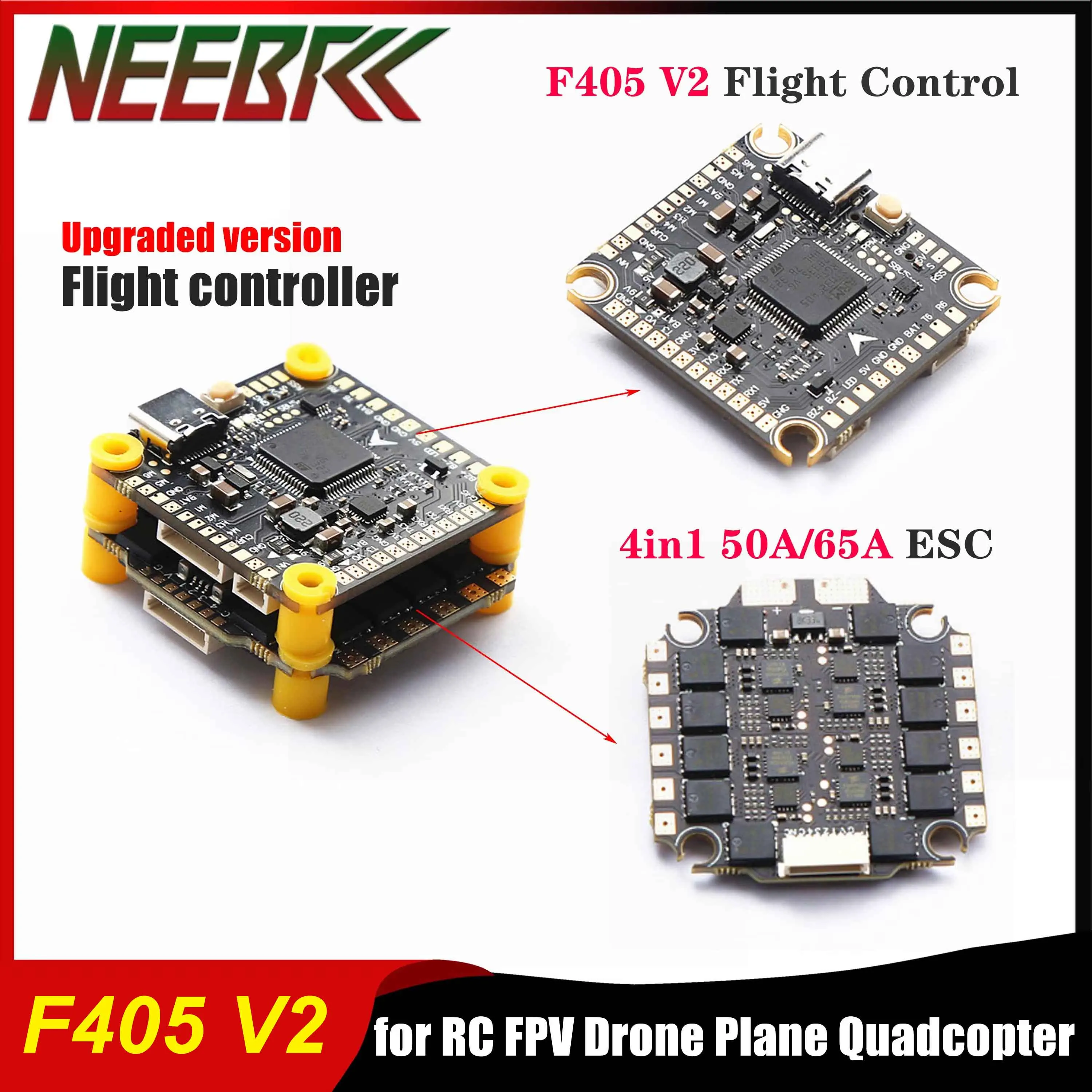 NEEBRC Tracker F405 V2 Flight Control FC BLS-50A/65A 4in1 ESC Support BetaFlight/INAV for RC FPV Drone Plane Quadcopter