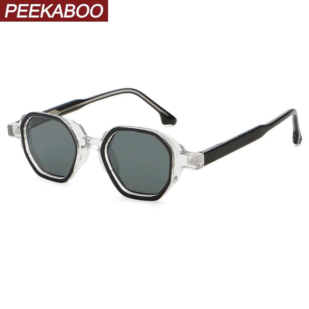 Peekaboo retro style small sunglasses for men CP acetate unisex round sun glasses for women polygon uv400 grey brown dropship