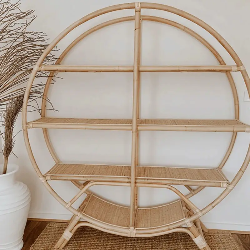 

Rattan shelf Floor-to-ceiling bookshelf Homestay living room Multi-layer storage rack