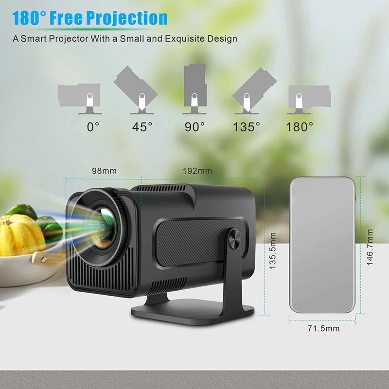 HY320 Projector Dual Wifi6 BT5.0 1920X1080p 300ANSI 4K Allwinner H713 Android 11 Home Outdoor Portable Projetor Durable UK Plug