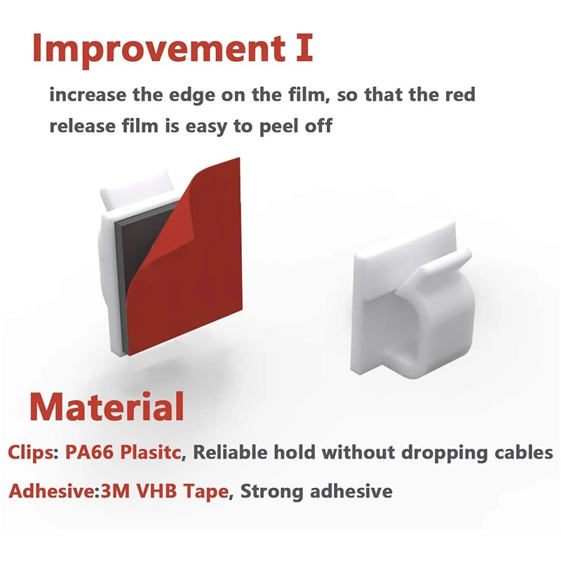 مشابك كابلات مع أشرطة لاصقة قوية ، حامل أسلاك ، إدارة الحبل ، أبيض ، مكتب ، منزل ، سيارة ، 50 *
