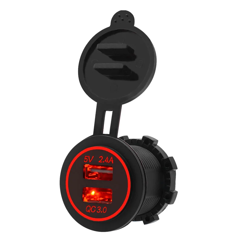 5Pcs new car motorcycle RV fast charging QC 3.0 dual USB car mobile phone charger tablet with 60cm cable