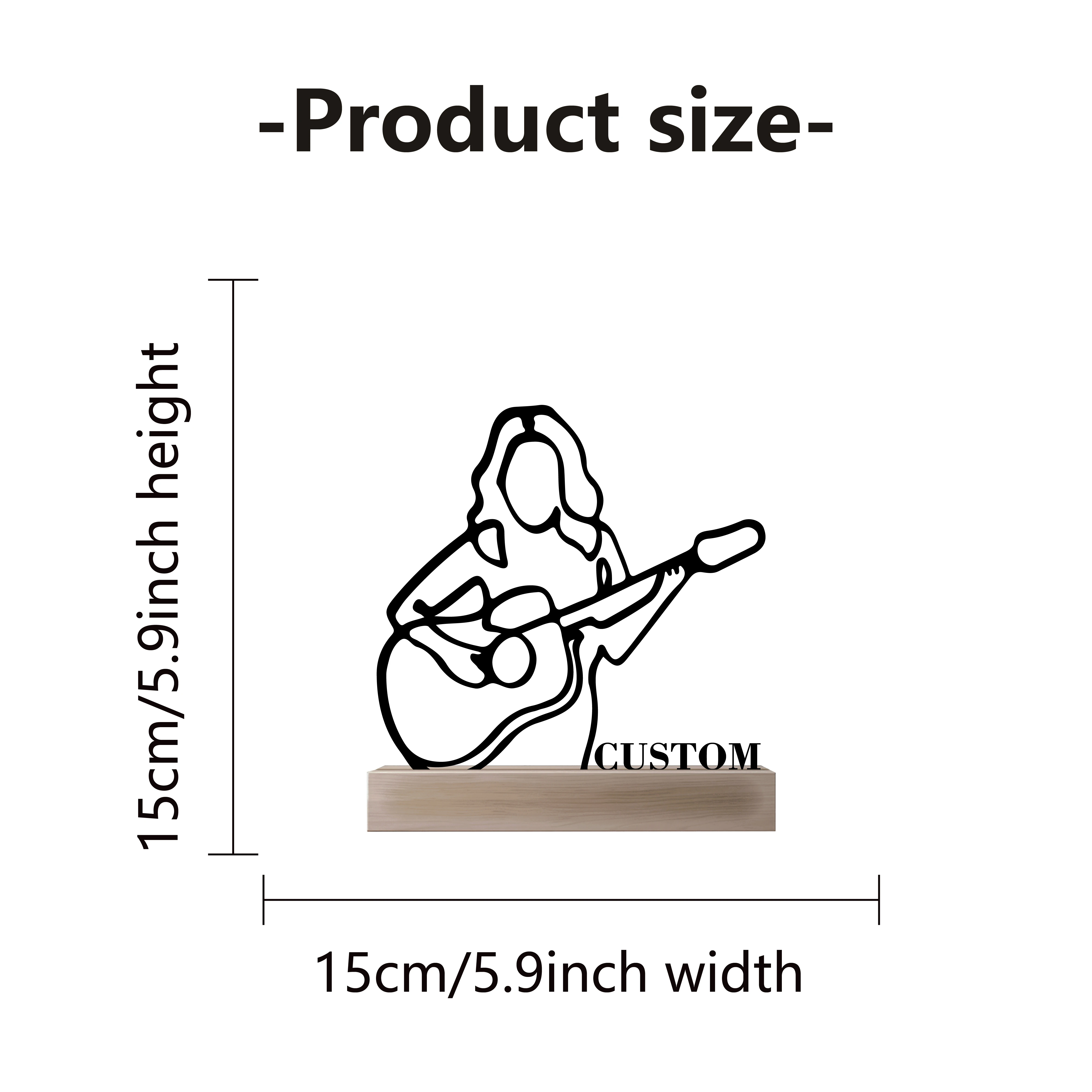 1 قطعة اسم مخصص بسيط الغيتار تمثال معدني مع قاعدة خشبية الحديد زخرفة القصدير النحت الفن الحرف مع قاعدة خشبية طاولة المنزل