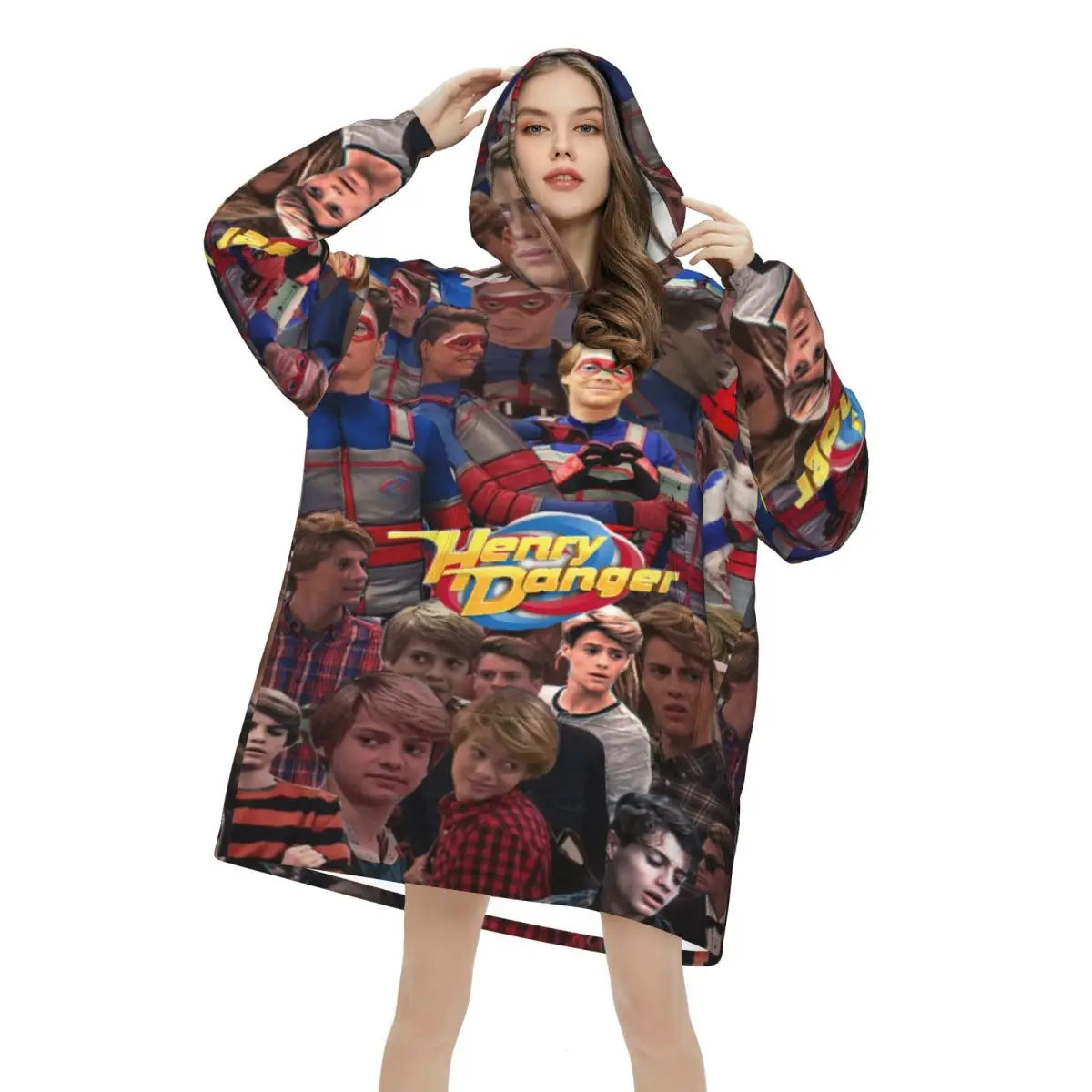 Captain Henry And Kid Danger  Blanket Hoodie Wearable Blanket Large with Pocket Warm Sleeping Bag Soft Cozy Onesie