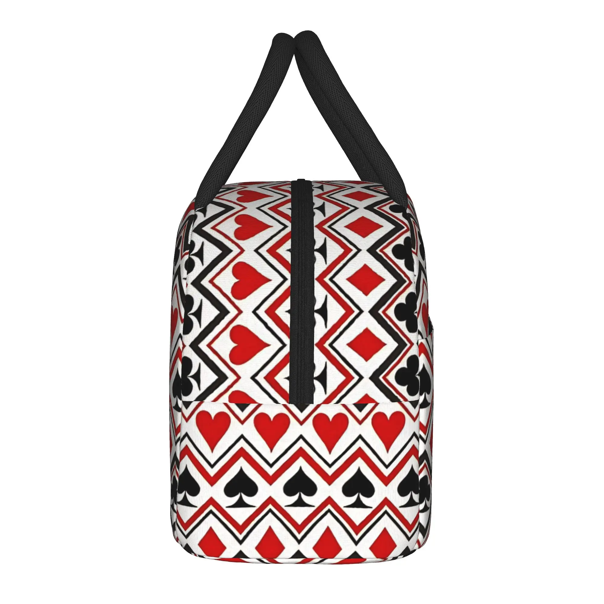Playing cards suit symbols pattern Poker Insulated Lunch Bag Large  Reusable Thermal Bag Tote Lunch Box Work  Outdoor Food Bag