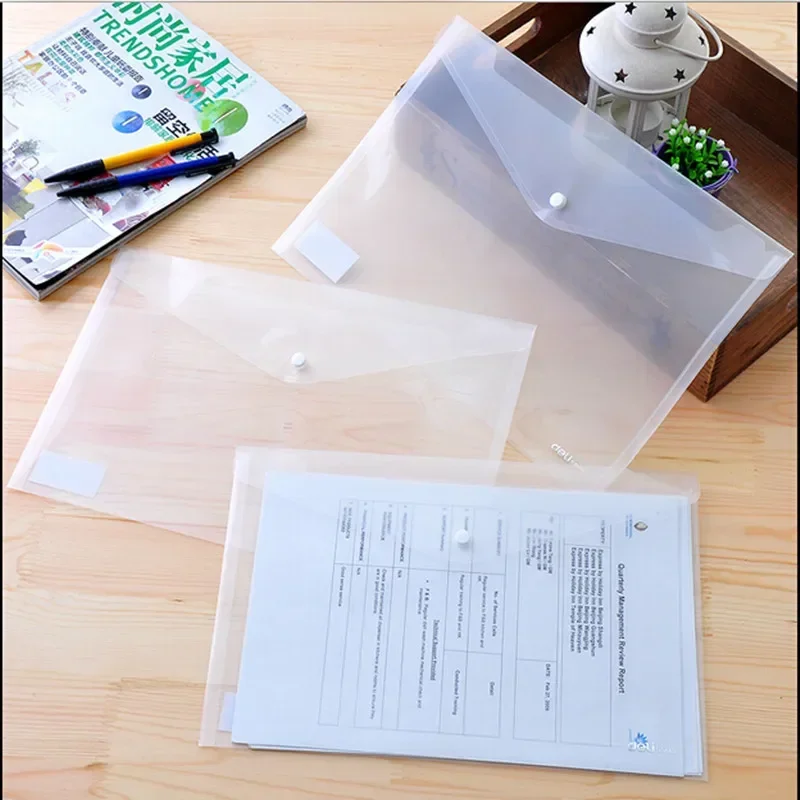 5pcs/lot Office A4 File Bags Transparent Plastic File Document Bag PVC School File Folders A4 Folder for Papers