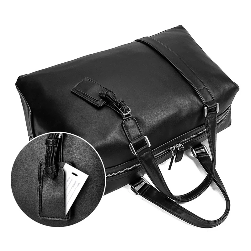 Big Capacity Genuine cow leather travel bags men women soft black Fit 15.6 inch laptop travel duffel shoulder bag business bag