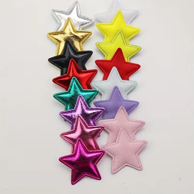50 pieces of 3.3CM pentagonal star ultrasonic embossed hairpin headbands, hat covers, packaging decorations