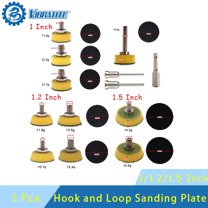 Hook and Loop Sanding Backing Pad 1/1.2/1.5 Inch 1Pcs M6 or 5/16-24T Thread Sanding Disc Holder for Dremel Rotary Tool Polishing
