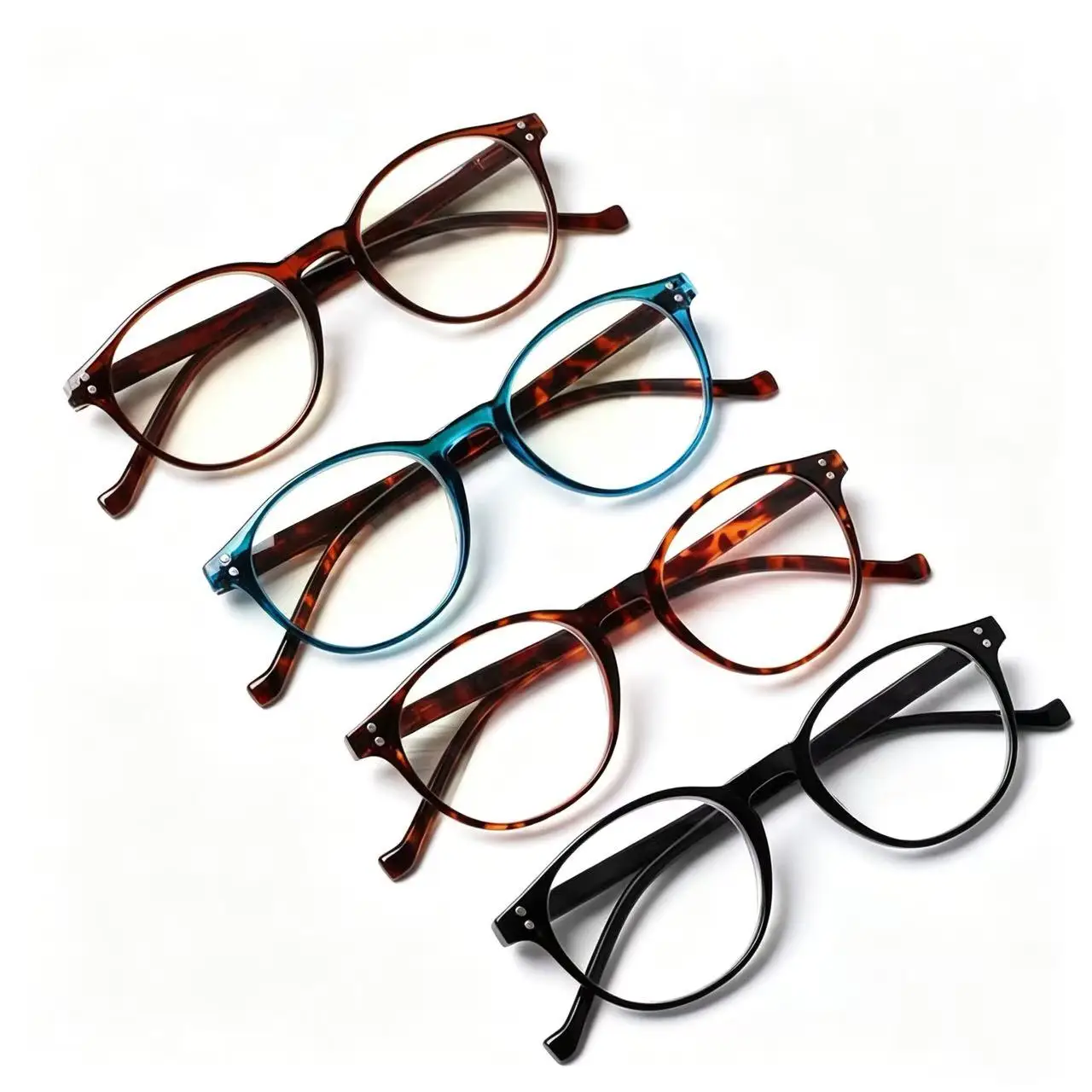Henotin 4er-Pack Lesebrillen für Herren und Damen, HD-optische Federscharniere, verschreibungspflichtige dekorative Brillen, 0–600
