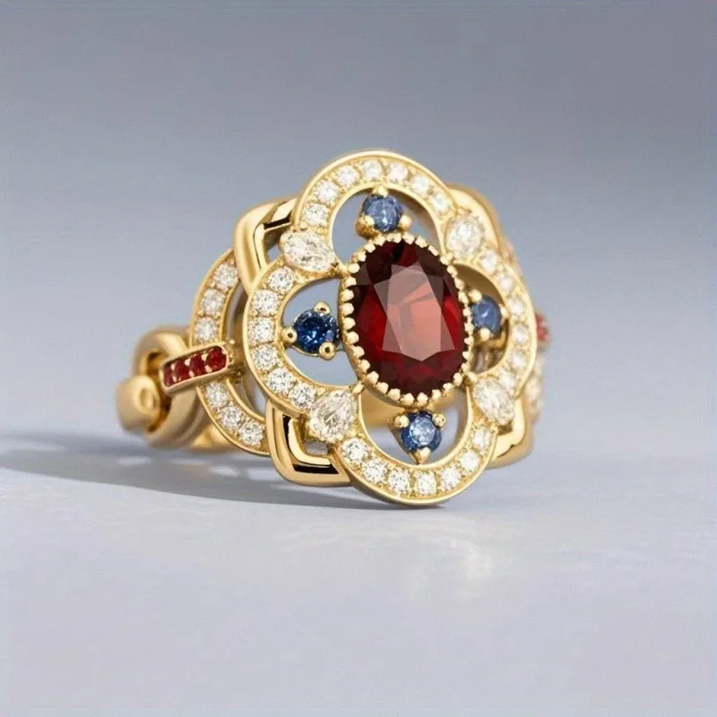 Luxurious Exquisite Zircon Ring for Women with Elegant Floral Design Paired with Daily Clothing As A Gift for Friends