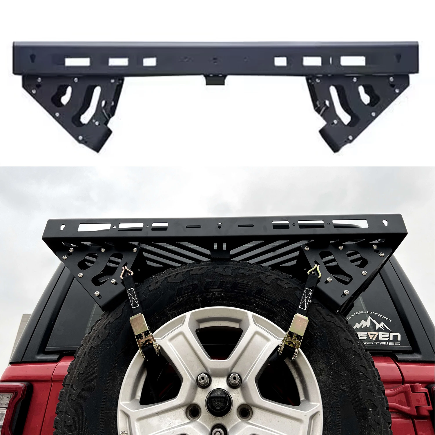 Suporte de Pneu Sobressalente com Articulações, Liga de Alumínio para Jeep Wrangler 2007-2024, JK JL HD, Carregado 60kg, 35 "Pneu