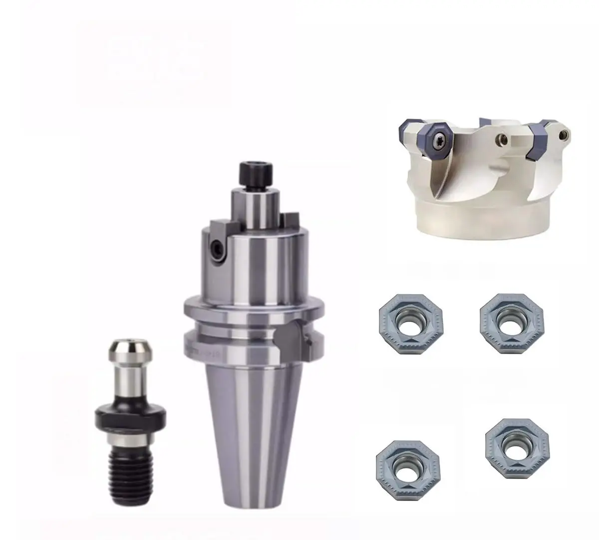 CNC Fast Feed Milling Cutter Set BT30 FMB27 60 OD06 80 27 5T 80mm Diameter 5 Edges 20pcs ODMT060508 Blades