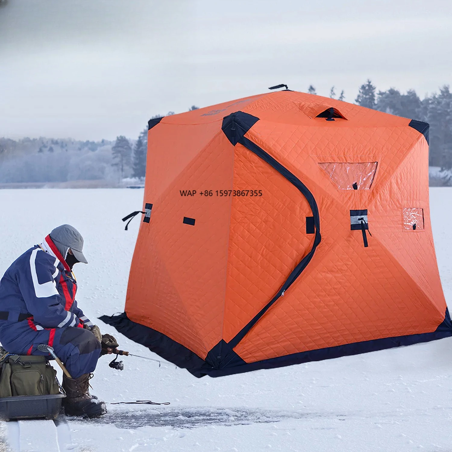 

US CA Dropshipping Factory Supply Carp Ice Fishing Tent 6sides Winter Fishing Bivvy Tent Pop up Ice Fishing Tent