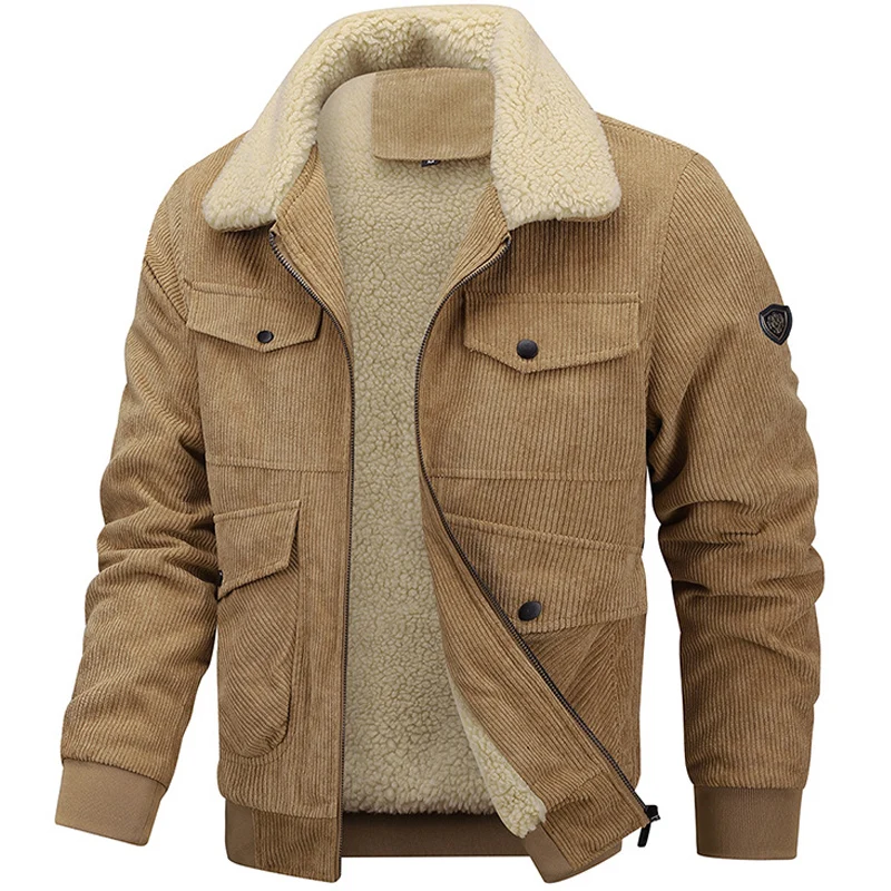 Jacket Parka autumn Winter New mens jacket collar Solid color Corduroy Jackets men business casual coat Men's coats M-8XL 2213