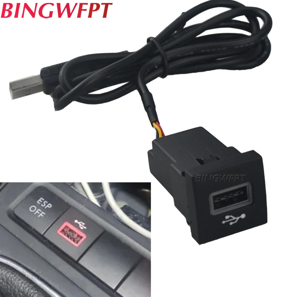 Car Black USB Input Adapter Audio Radio u-disk flash Socket