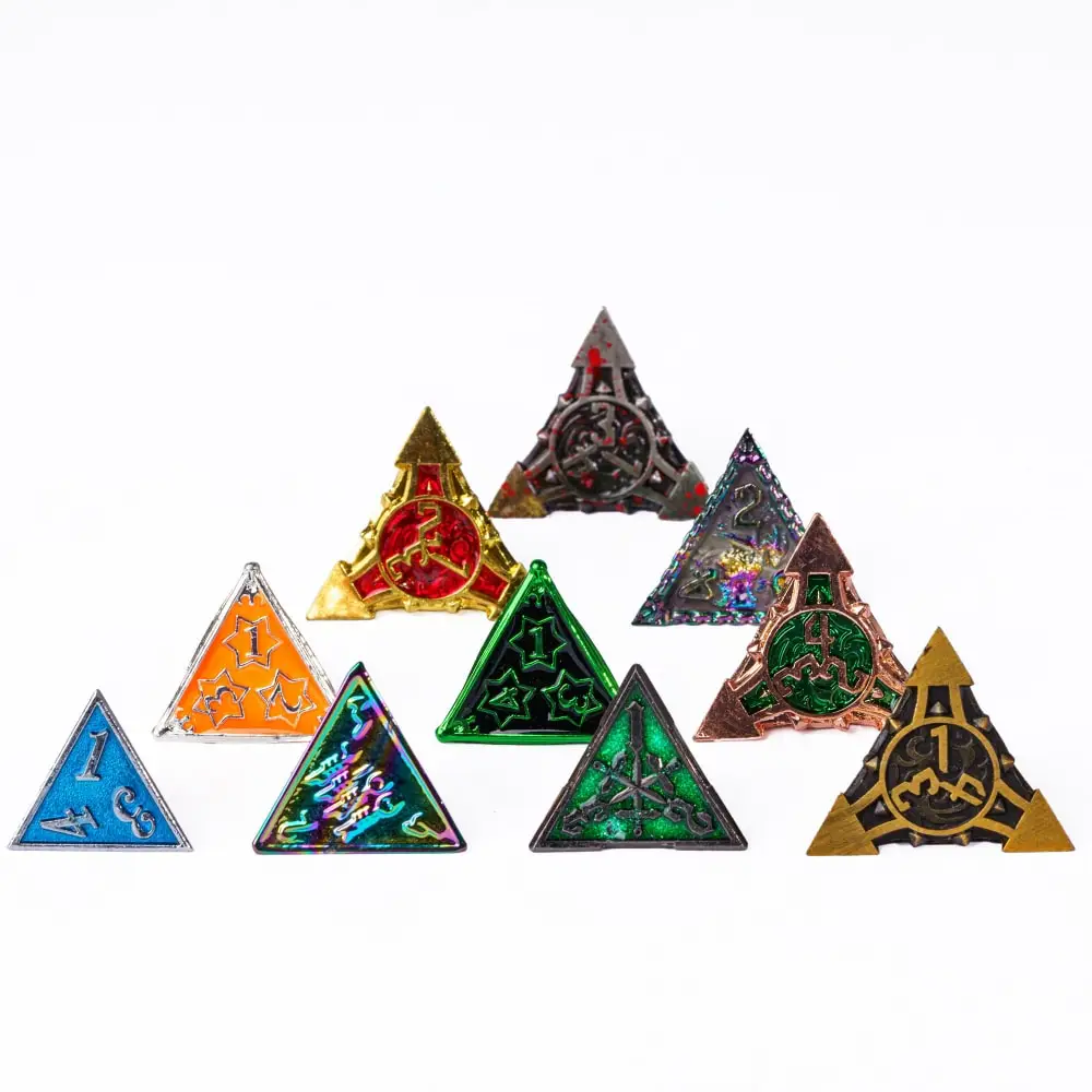 7Pcs/Set Bulk Metal Solid Dice DND Random Color D4 D6 D8 D10 D% D12 D20 Polyhedral Dice for D&D Pathfinder RPG Board Games