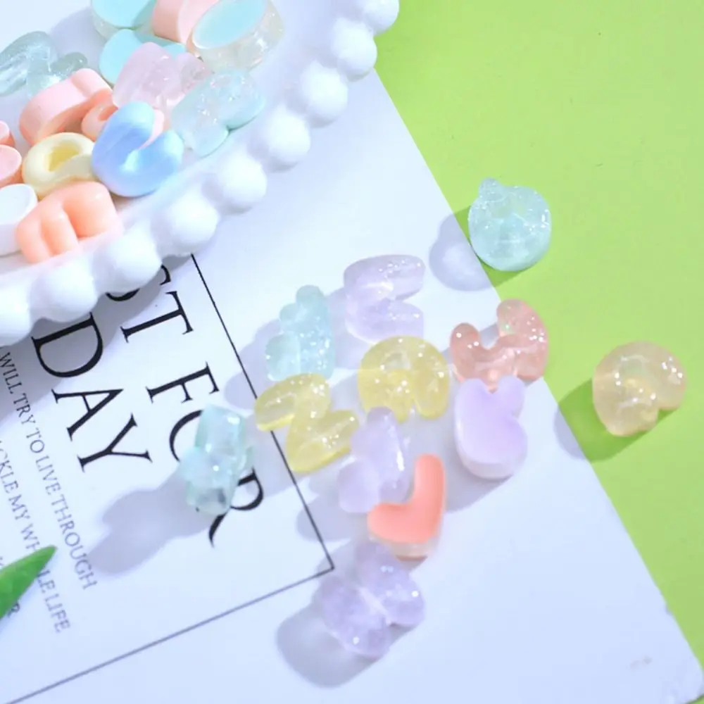 송진 슬라임 참 영어 문자 플랫백 DIY 공예 액세서리, 어린이 장난감 혼합 전화 케이스 장식, 20 개, 신제품