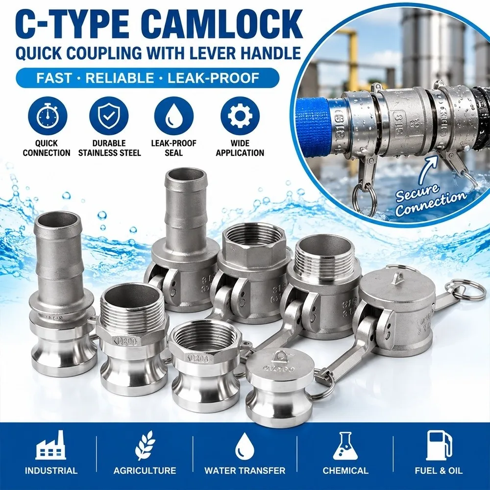 Stainless Steel Camlock Coupling Corrosion Resistant Ferrule Connection Quick Connect Fitting Multiple Type Options