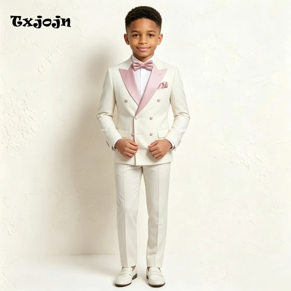 Formal Boys Suit Fashion Wedding Tuxedos 2-piece Set Trend Pointed Collar Jacket Double Breasted Blazer Pants for Party