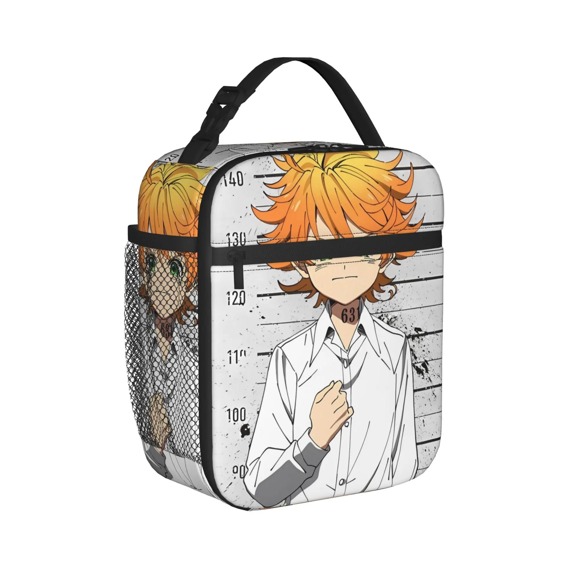 The Promised Neverland Lunch Bag  Portable Zipper Lunch Box Men School Graphic Cooler Bag Retro Waterproof Thermal Tote Handbags