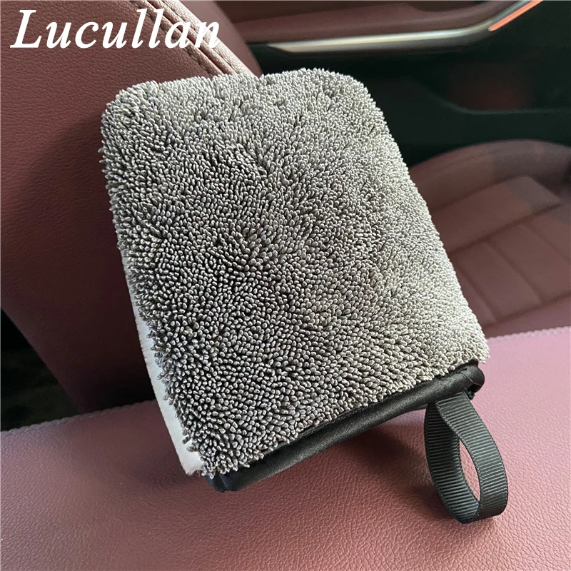 Lucullan 2th Double Side Use Interior Cleaning Mitt Ergonomic Detailing Scrubbing Twist Cloth