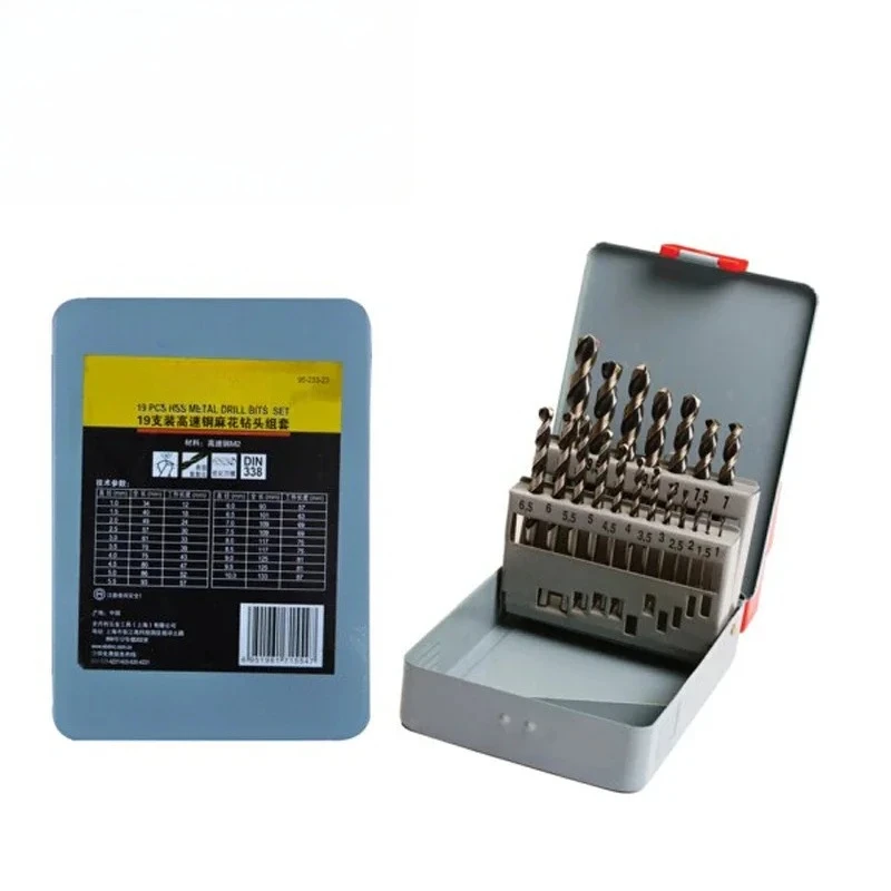 19 HSS High Speed Steel Twist Bit Set 1-10mm 95-233-23