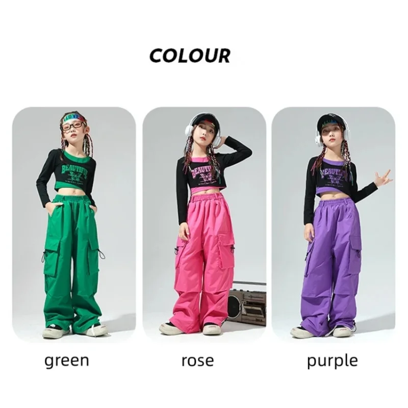 Crianças dança de rua moda ternos menina meninos jazz hip-hop dança roupas cor combinando legal jazz dança desempenho trajes