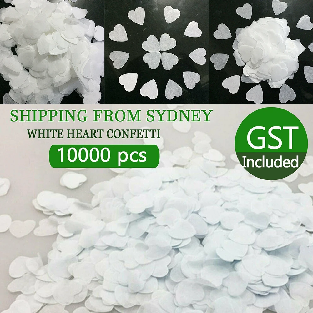 White Heart Confetti, Tissue Paper Biodegradable, 10,000pcs, Perfect for Weddings, Parties, and DIY Celebrations