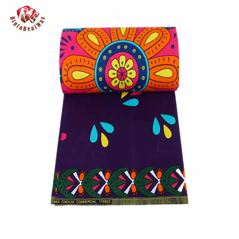 BintarealwaxWax High Quality Cotton fabric new 2022 African wax cotton fabric Hot Sale Design For Women Dress 24FS2007