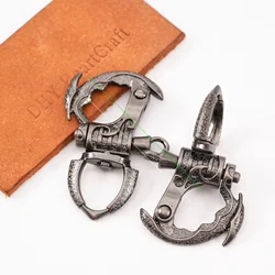 2X Heavy DIY Robot Antiqur Silver Motorcycle Biker Clasp Key Chain Fob Clip Hook