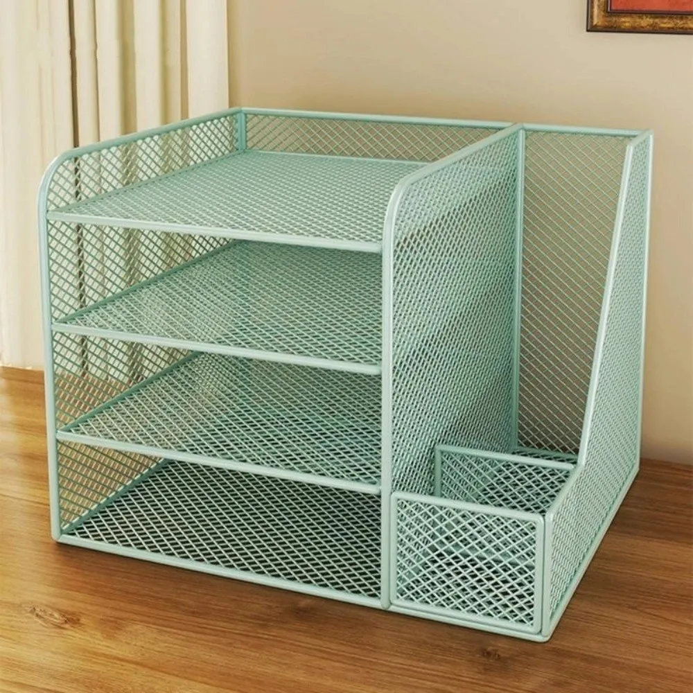 Metal Desk File Organizer Multi-functional Integrated Storage Document Storage Shelf Space-saving Document Management Rack