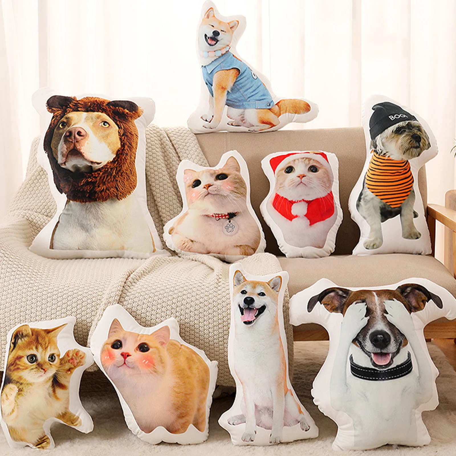 Personalized Photo DIY Dog Cushion Pet Plush Toys Dolls Stuffed Animal Cat Pillow Sofa Car Decor Birthday Christmas Gifts