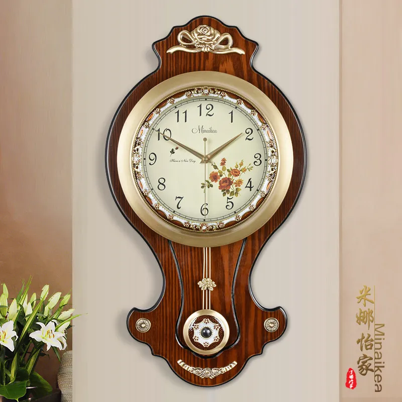 European Retro Silent Wall Clock Modern Minimalist Living Room High-end Quartz Clocks Creative Home Decor Reloj De Pared FYWC
