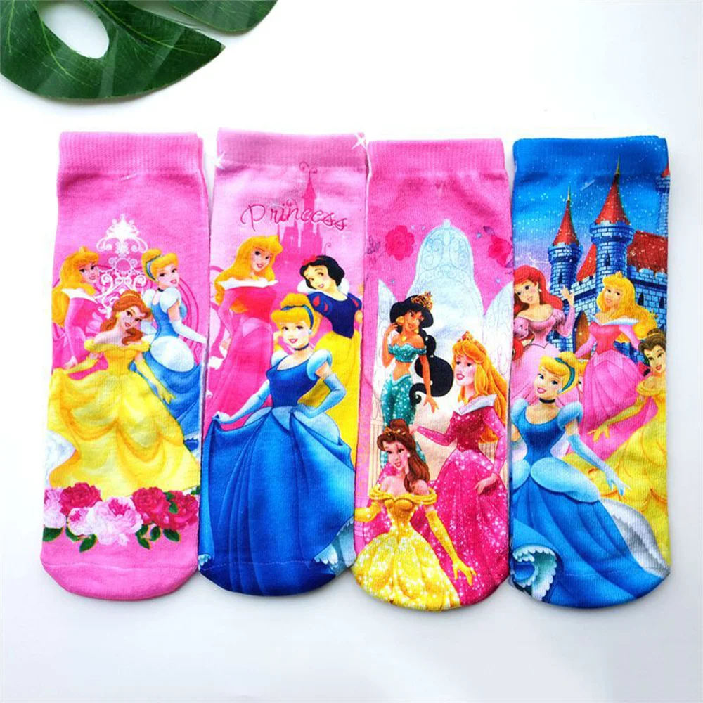 4 pz/Disney Frozen Socks Elsa Anna Anime Figure calzini lunghi per bambini Cartoon Cute Print Funny Boys Girls Cotton Socks Gifts