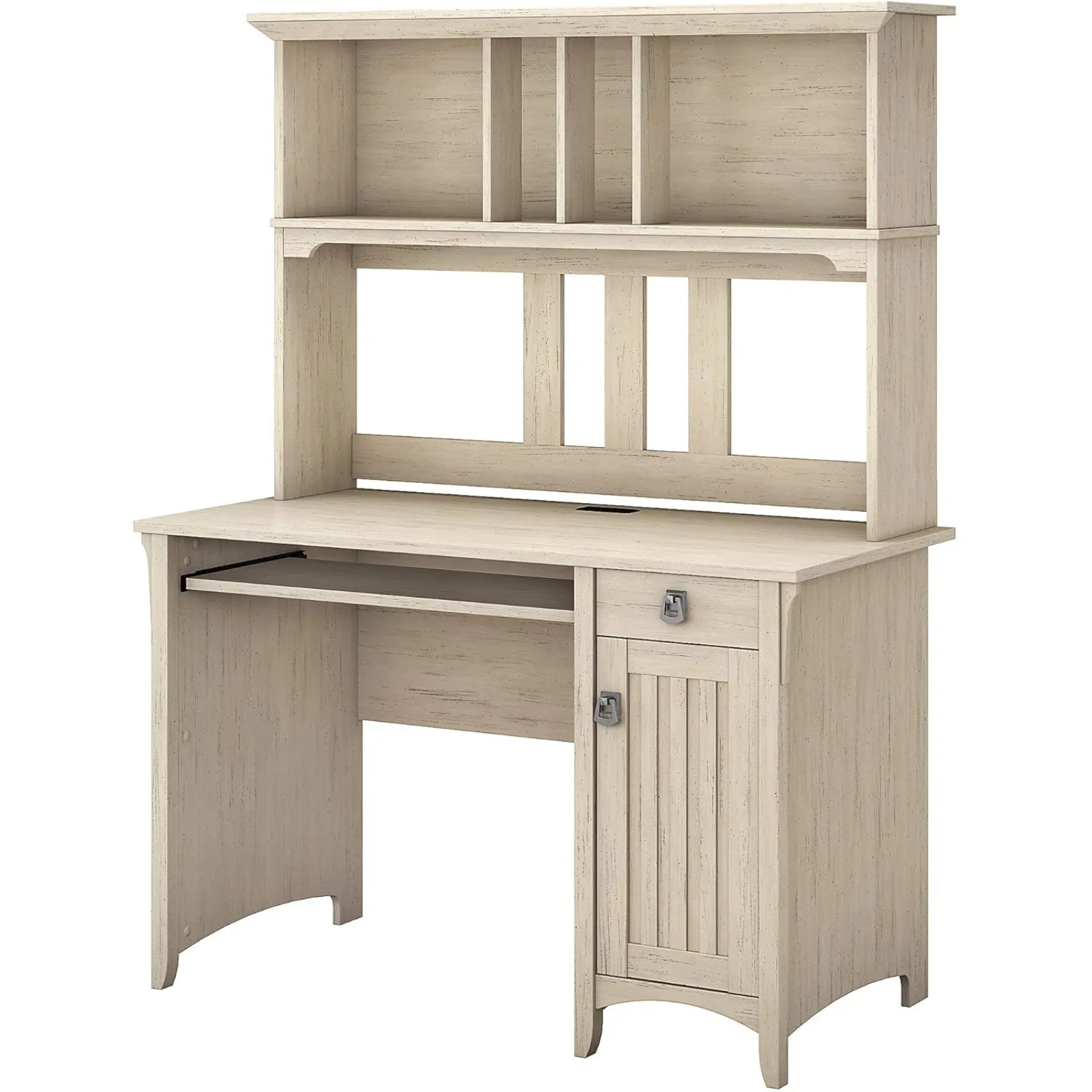 

US Bush Furniture Salinas Small Computer Desk with Hutch in Antique White