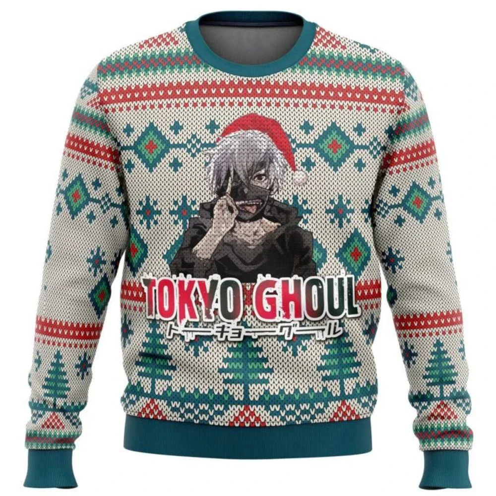 2024 New Tokyo Ghoul Trust Ugly Christmas Sweater Gift Santa Claus Pullover Mens Oversized  3D Sweatshirt Thick Long Sleeves