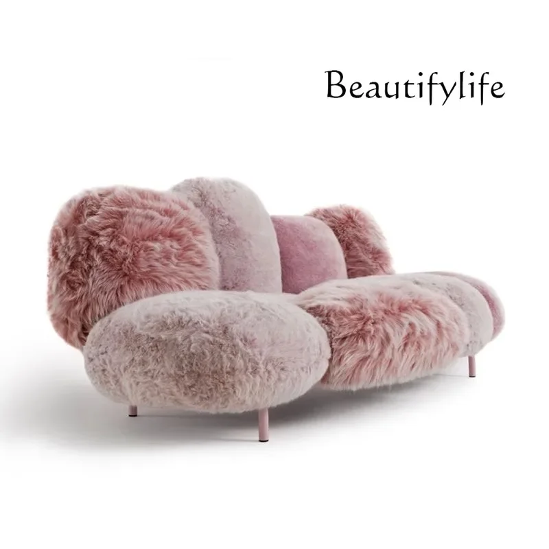 Cream Style Puff Plush Living Room Sofa Advanced Artistic Aesthetic Creative Sofa Creative Personality