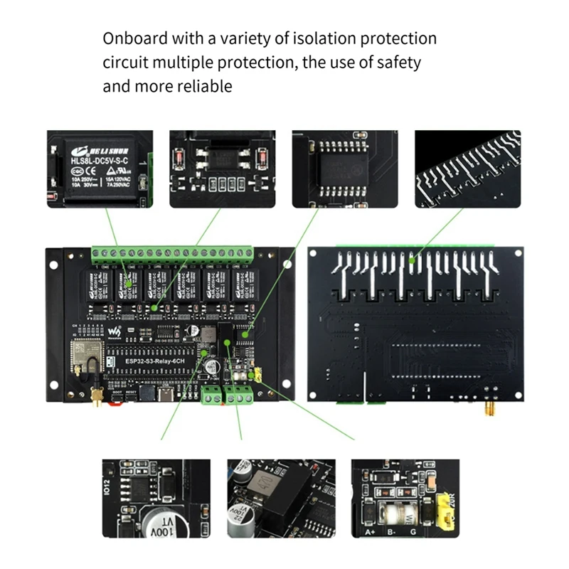 Imagem -04 - Waveshare-módulo de Relé Wifi Wifi Abs Suporta Wi-fi Bluetooth Rs485 Interface Pico Esp32-s3 6ch