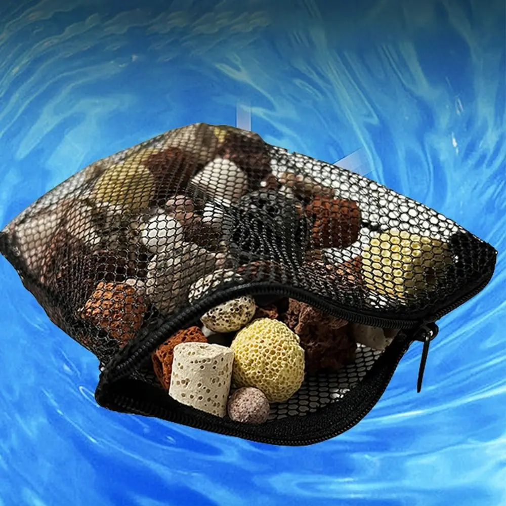 New Isolation Bag Nylon Filter Bag Pond Media Reusable Filter Net Bag Black for Aquarium Fish Tank Mesh Zip Net Bag view 2