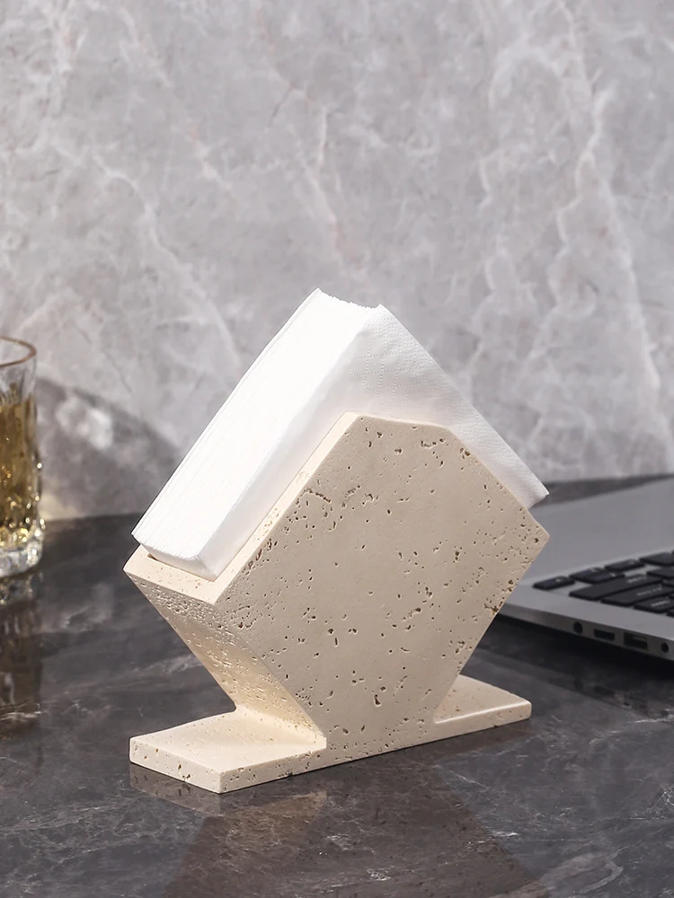 

Modern simplicity style Art Decoration Desktop Paper Towel Holder Cavern Rock Material Originality Napkin holder Custom logo