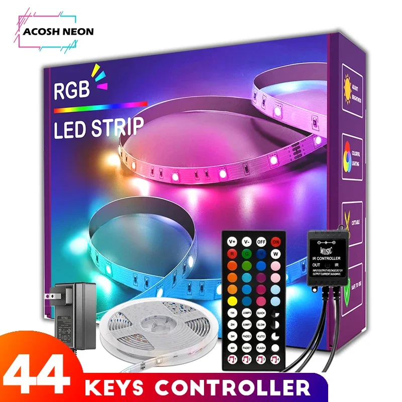 

RGB LED Strip Lights with 44keys Remote Control 30m/98.4ft 5050SMD Flexible Led Strip Lights Music Sync for Bedroom Room