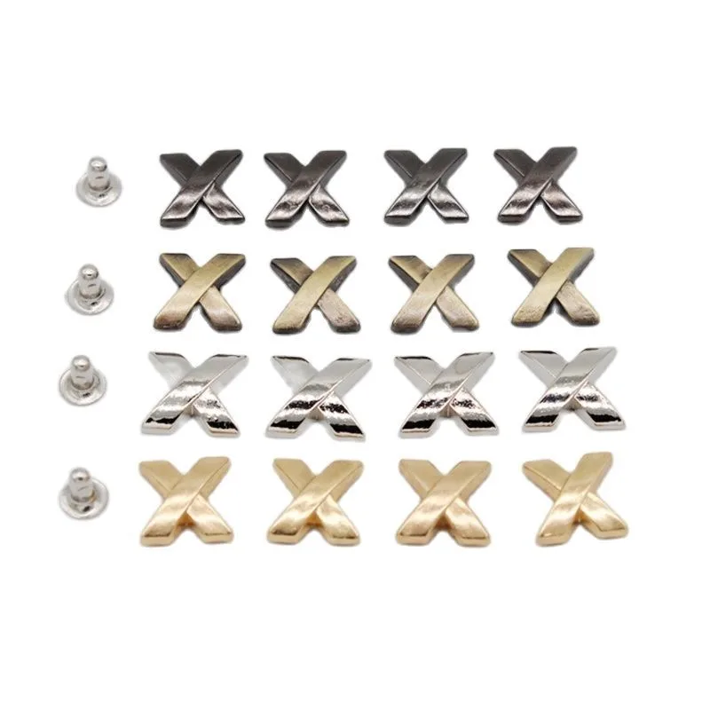 13mm Cross X Shape Punk Rivets Cap Stud For Leather Craft Belt Purse Bag Hat Shoe Clothes Jeans Jewelry Trims Accessories