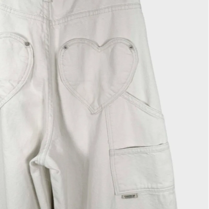 Lockere Denim-Jeans mit weitem Bein und Herz-Kit-Arbeitskleidung Sle Korean Faion Regular Fit Medium Softn Exklusiv online