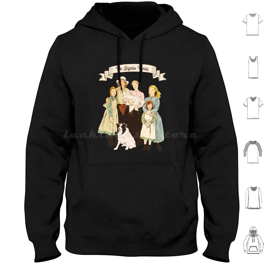 Colorful The Ingalls Family In The Little House On The Prairie Hoodie cotton Long Sleeve Little House On The Prairie Little