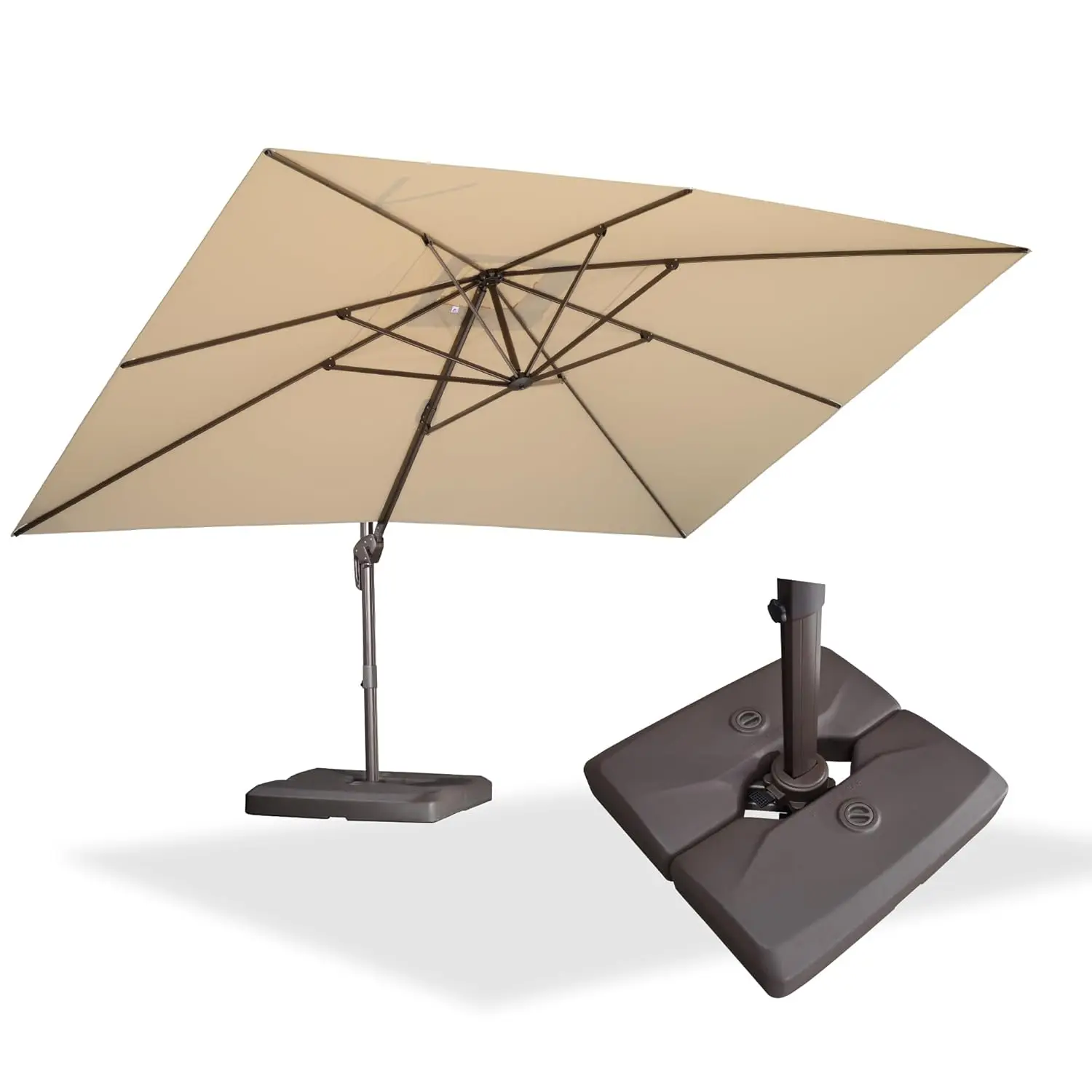 

10' X 13' Patio Cantilever Umbrella with Base Rectangle Umbrella Outdoor with Aluminum Offset Antique Bronze, Customized
