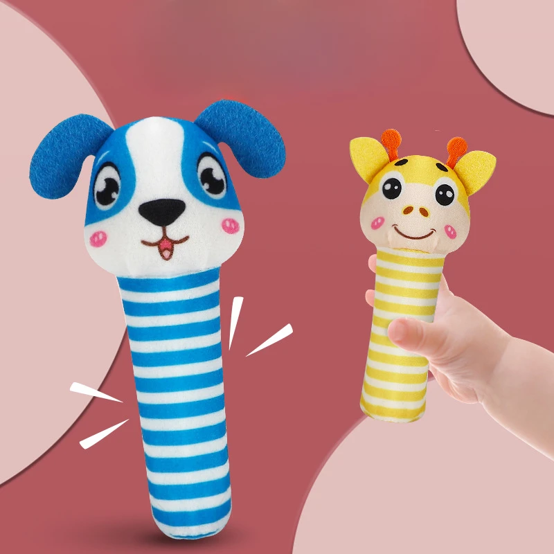 Hand Ringing Bell Deer Soft Cloth Baby Stick Toys Animal Plush Stuffed Rattle Kid Early Development Sensory Birthday Gift