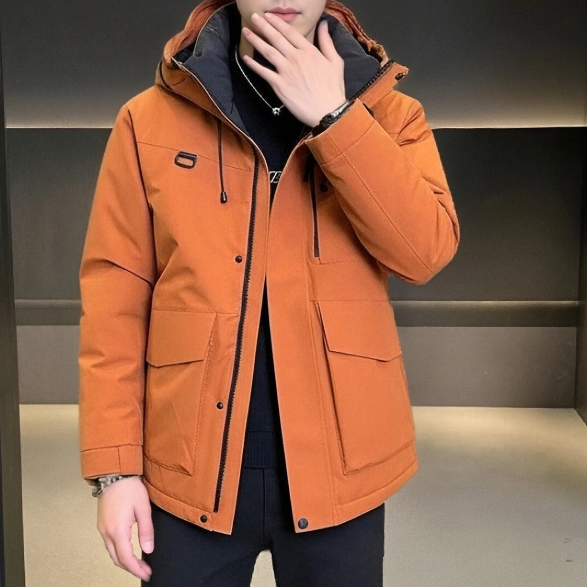 

Fashion Men's Hooded 90% White Duck Down Jackets 2025 Winter Youth Warm Casual Puffer Coats Streetwear Thick Padded Top Clothing