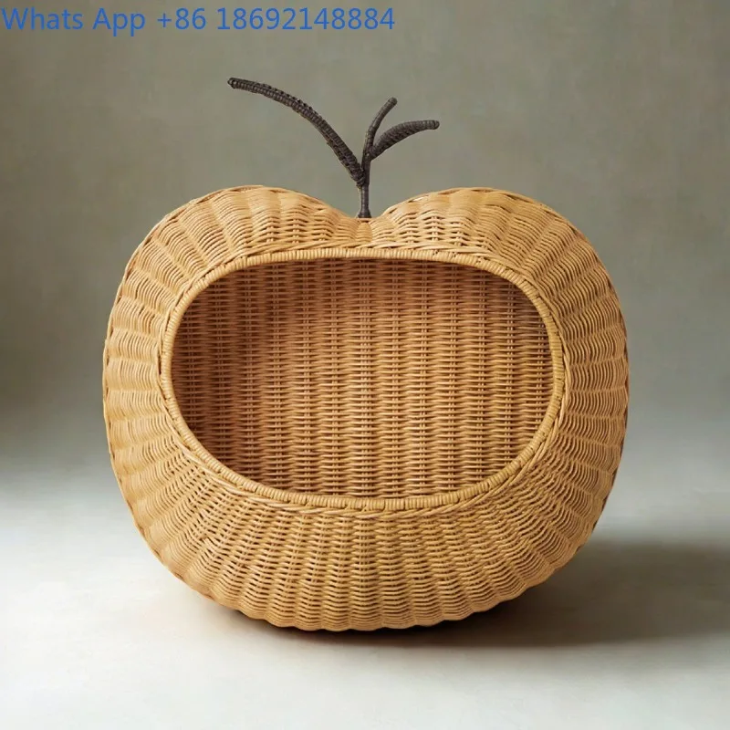 Nordic Style Rattan Wall-Mounted Key Storage Basket Home Decor Miscellaneous Storage Woven Basket